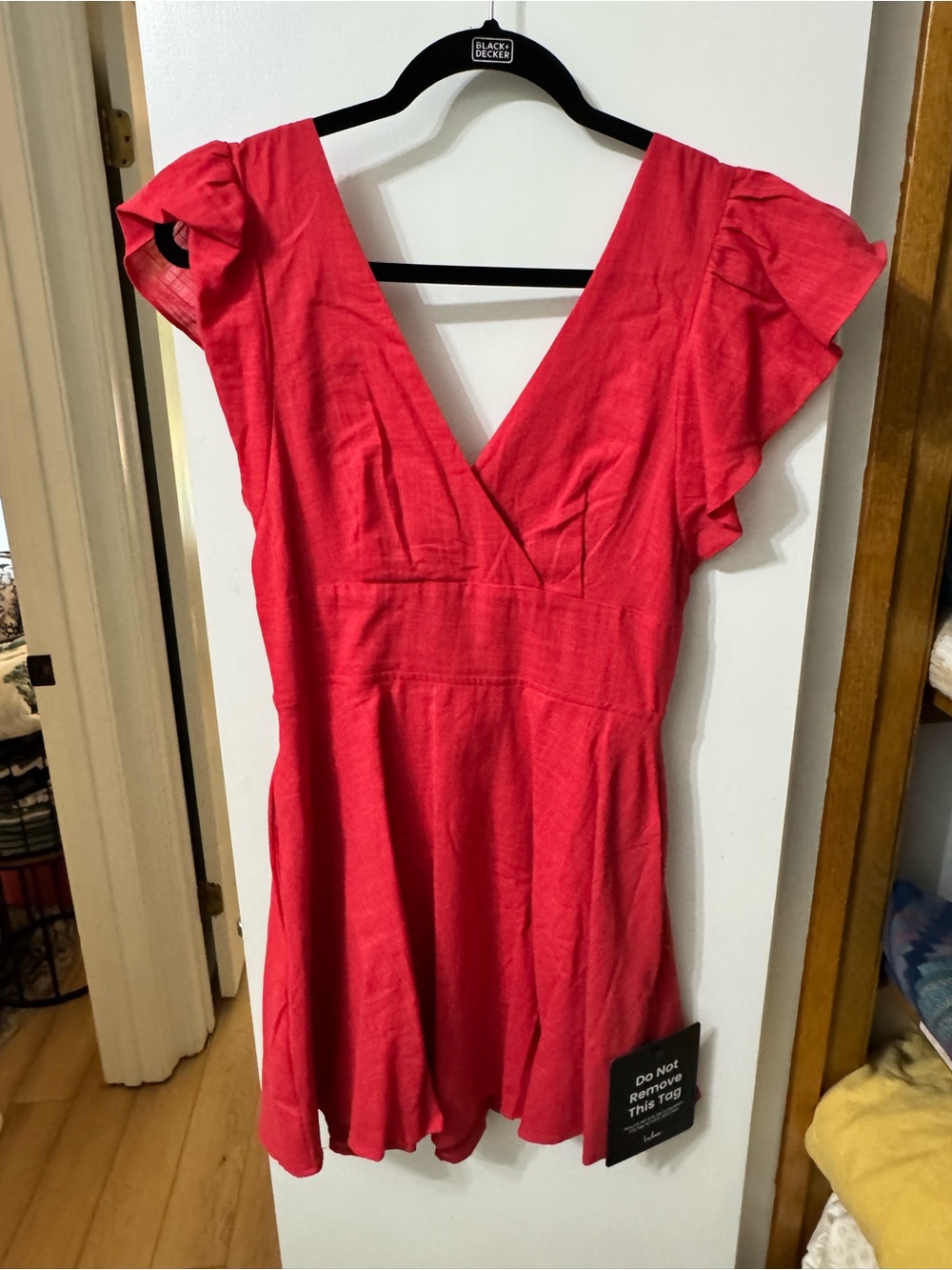 Lulu Sweeten Me Up Red Flutter Sleeve Mini Dress With Pockets